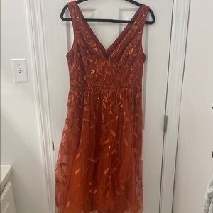 Ever Pretty Vibrant Burnt Orange Sequin Dress